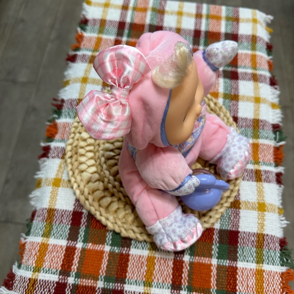 Vintage Y2K Fisher-Price First Baby Doll with Rattle Soft Plush & Vinyl Face - Picture 13 of 16